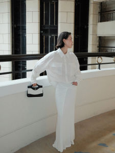 Weinisianna Casual Long Sleeve Linen Shirt Womens Loose Fit White Outerwear Top New Style French Style Fashion Ladies Shirt