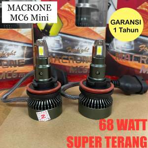 Lampu led mobil headlamp foglamp H11 H7 H1 HB3 HB4 HIR2 LED MACRONE MC6 MINI 68W 6000K Garansi 1tahun