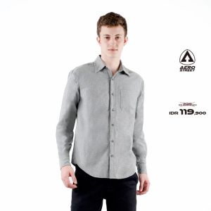 Aerostreet Kemeja Oxford Panjang Clovis Black QFA2A