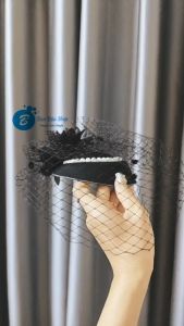 Mũ Công Nương Cài Đầu Viền Ngọc Phối Lưới Che Mặt