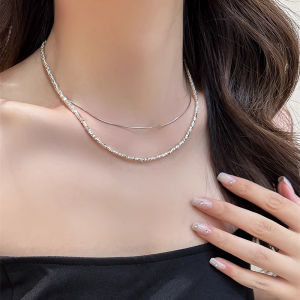 Rubelerd Double Layered 925 Sterling Silver Necklace Fragrant Floral Pendant Gentle Elegant Fashionable Womens Jewelry