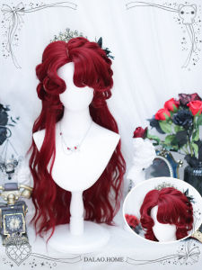 Natural Long Hair Lolita Wig for Women with Bangs Full Head Cover Rose Lady Oil Painting Style Curly Hair Doll Family Wig