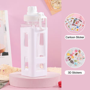 700ml Kawaii Shaker Water Bottle With Straw Sticker Cute BPA Free Portable Leakproof Water Jug for School Outdoor Travel Picnic