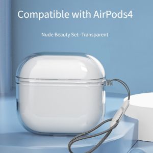 Vỏ TPU trong suốt pha lê cho 2024 AirPods 4 vỏ bảo vệ trong suốt mềm có dây buộc cho Apple Airpod 4(USB-C) Phụ kiện tai nghe