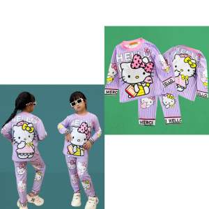 11-45kg+bộ dài tay bé gái thun lạnh bao đẹp mềm mịn với nhiều hình in hot siêu cưng 281