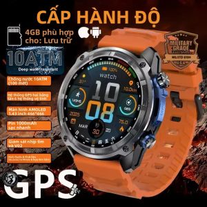 Đồng Hồ Thông Minh T-Rex3 Pro Chống Nước 10ATM Tích Hợp GPS La Bàn Pin 1000mAh Bộ Nhớ 4GB Thiết Bị Theo Dõi Thể Thao Cấp Độ Quân Sự Ngoài Trời