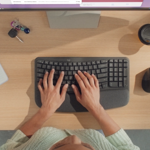 Logitech Wave Keys with Palm Rest + Lift Vertical Ergonomic Wireless Keyboard and Mouse Combo