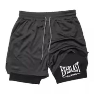 Mens Fashion Sports Shorts EVERLAST Printed Sports Shorts Double Layer Fast Drying Comfortable Basketball Muscle Fitness Shorts