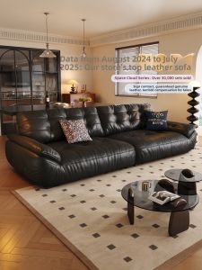 Pashaman | Vintage Cloud-like Leather Sofa Black