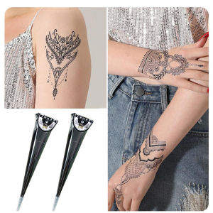 ครีมสักลายชั่วคราวแบบกึ่งเพ้นท์มือ ครีมทาสักลาย สีสำหรับสักลายแบบทา วัสดุสีสำหรับเพ้นท์จากอินเดีย สีเพ้นท์ DIY สำหรับสักลาย ทรงกรวย ศิลปะบนร่างกาย