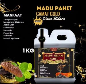 MADU HITAM PAHIT 1 KG PLUS GAMAT GOLD DAN DAUN BIDARA
