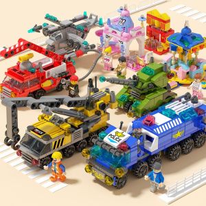 FUNToy 6IN1 SWAT Model Mainan Edukasi Balok Kendaraan Rekayasa 147Pcs Mainan Anak Laki-Laki