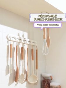 Ecoco Punch-Free Wall-Mounted Sliding Hook Kitchen Hook Wall Mounted Storage E23153
