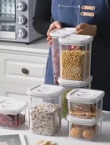 Food Storage Airtight Container With Twist Lock Lid Transparent Leakproof Storage Box Kitchen Orga