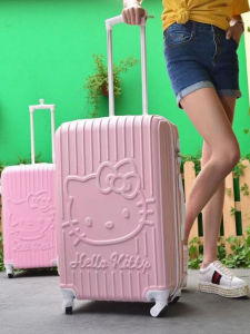 Large Capacity Durable Hellokitty Luggage Suitcase Travel Carry-On Bag Cute Kitty Cat 24 Inch Mother-Child Wheel Bag