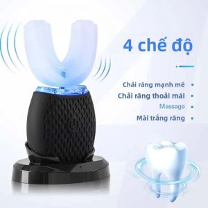 Bàn Chải Đánh Răng Điện Dành Cho Người Lớn Có Thể Sạc Lại Bằng USB Sonic Wave Hình Chữ U 360 Độ Bàn Chải Lông Mềm Thông Minh Với Nhiều Chế Độ