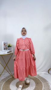 CARLINA GAMIS ANAK CLARISSA POLKADOT (DAPET GESPER) DRESS MURAH KIDS SYARI RUFFLE