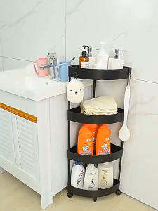 MLADEN Wheeled Bathroom Storage Rack Bathroom Shower Room Non Perforated Storage Rack Floor Standing Triangular Storage Rack