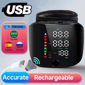 New LED Wrist Blood Pressure Monitor Rechargeable English Voice Broadcast Sphygmomanometer Tonometer BP Monitor