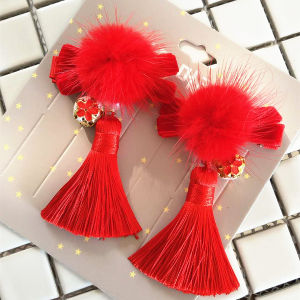 Festive Hair Clip for Little Girls: Chinese New Year Tassel Style Hanfu Headwear Children's Traditional Costume Accessories
