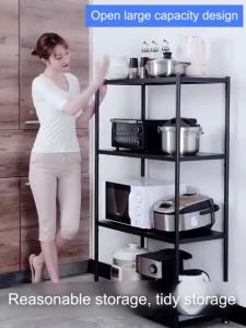 5 Tier Stainless Steel Storage Rack Pots Microwave Oven Storage Rack Kitchen Shelf Rak Dapur Living Room Household Storage Shelf