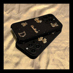 Ultra-Thin Velvet Phone Case for Apple 15 pro Max Bear Butterfly Knot Protection against Falls And Scrapes Half-Cover Precision-Pierced