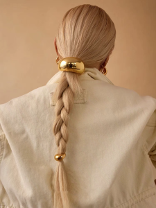 European and American Beauty Bloggers Same Style Semicircle Hair Rope Low Ponytail Back Head Minimalist Metal Head Clip Accessible Luxury Hair Ring Hair Rope Classy