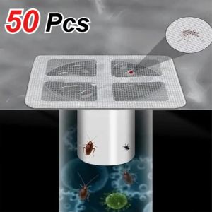 50 PCS Drain Covers Mesh Stickers Waterproof Adhesive prevent Hair Plugs Shower Sink Drain Covers Suitable for Bathroom Kitchen