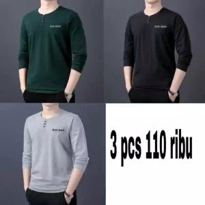 KAOS KANCING PANJANG & KAOS KANCING TEMPEL PAKET 3