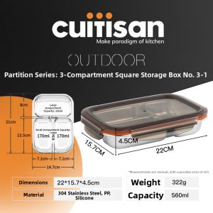 Microwave Safe Compartmentalized Stainless Steel Lunch Box