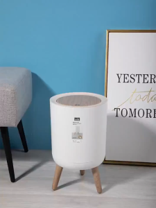 10L Trash can With Cover Wooden Trash Bin Trash Bin living room bedroom High garbage bin