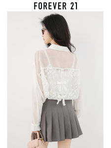 Forever21 | Áo Sơ Mi Nhẹ Pháp Kiểu Nơ Ren Nữ