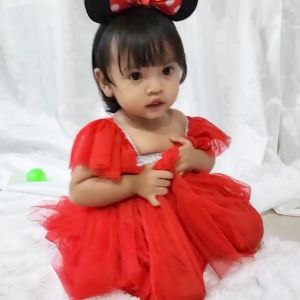 Dress Merah Anak 1 Tahun Terlaris Elegant 2023 GRATIS PITA Baju Merah Putih Gaun Red Baby Merah Cabe Untuk Hari Raya Natal Imlek Lebaran Baju Bayi Terlaris Bahan Brukat Premium KA168