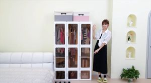 ANTBOX Wardrobe 15 Cubes 2Hangers 890L Portable Installation Free  Household Bedroom Modern Cabinet Clothes Organizer Multifunctional  Integrated Frame Magnetic Transparent Door