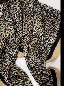 Square Leopard Print Hijab Women Muslim Shawl Light Weight Soft Cotton Scarf Islamic Head Covering 100X100CM