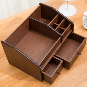 Wooden Cosmetic Storage Box Vintage Style Bedroom Desktop Organizer Multi-Functional Wooden Nightstand Makeup Arrangement