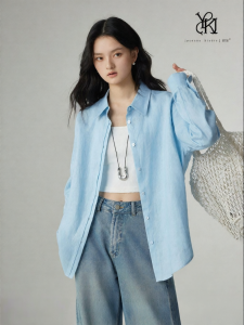 YAKEJIA | 100 French Linen Loose Summer Womens Shirt
