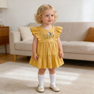 2026 New Summer 2-6Yrs Sister Clothing Kids Princess Embroidery Sleeveless Dresses Cotton Baby Girl Birthday Party Dress