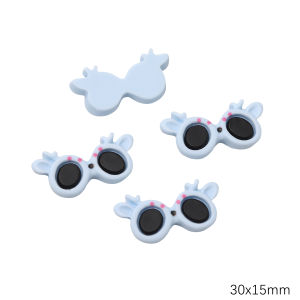 30pcs Cute Cartoon Sunglasses Face Flatback Resin Cabochons Patches DIY Decor Phone Case Hair Clip Scrapbook Plush Doll Supplies