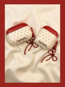 เคส Airpods ป้องกันแบบลำลอง สีแดง ลายจุด ผูกโบว์ผีเสื้อ สำหรับ AirPods 3 ที่ใช้กับ Apple pro หูฟังไร้สาย Bluetooth 1 3 วินเทจ 2 3 4 5