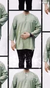 KURTA TELUK BELANGA KAIN COTTION TANGAN 3 SUKU 2025 Exclusive Baju Mens Kurta ¾ Sleeves - Round Neck
