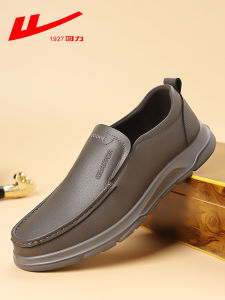 Warrior Genuine Leather Casual Shoes Breathable Anti-Slip Wear-Resistant Business Commuter Shoes Comfortable for Middle-Aged Men