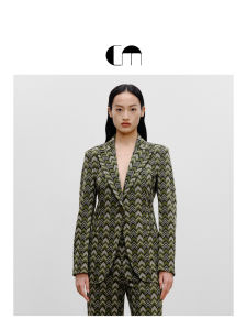 Autumn Winter Vintage Commuter Jacquard Straight Blazer