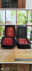 12pcs piring makan petak persegi model Susi plastik tahan panas berkuwalitas serbaguna gratis 1 sendok