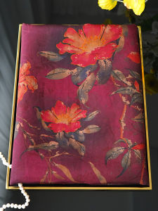 New Chinese Style Double Layer Silk Scarf with Button Design in Purple Red Color for Women Multifunctional Shawl by QianjinYu