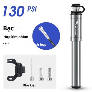 WEST BIKING 130PSI Máy Bơm Xe Đạp Cầm Tay Áp Suất Cao Có Ống Hợp Kim Nhôm Van Presta/Schrader Cho Lốp Xe Đạp Đường Trường MTB
