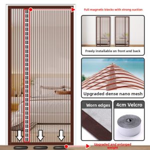 ZIMENGYUAN | Magnetic Side Open Mosquito Preventing Curtain Mesh Window No Drill Installation Magnetic Net Ventilation Screen