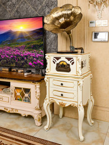 Jinmo Retro Phonograph White Audio Living Room European Style Vinyl Record Player Antique Desktop Phonograph Electromechanical Talking Machine