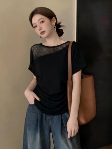 Ice Silk Short Sleeve T-Shirt Slimming Design Fashion