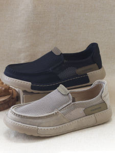 Beijing Mens Casual Shoes Breathable Mesh Slip-On Hollow-Out Comfortable Soft-Soled Summer Footwear Sporty Flat Heel round Toe